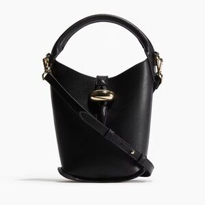 H&M Black Bucket Shoulder Bag with Gold Accents